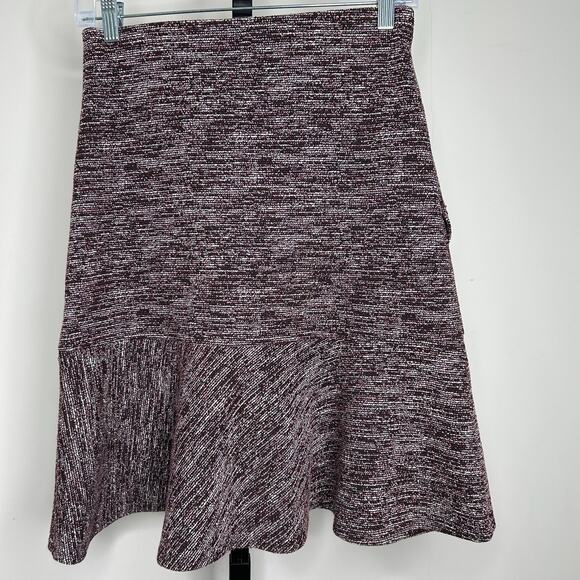 LOFT XXS Skirt- burgundy tweed,tiered, stretchy, multicolored work, summer party - Picture 3 of 5